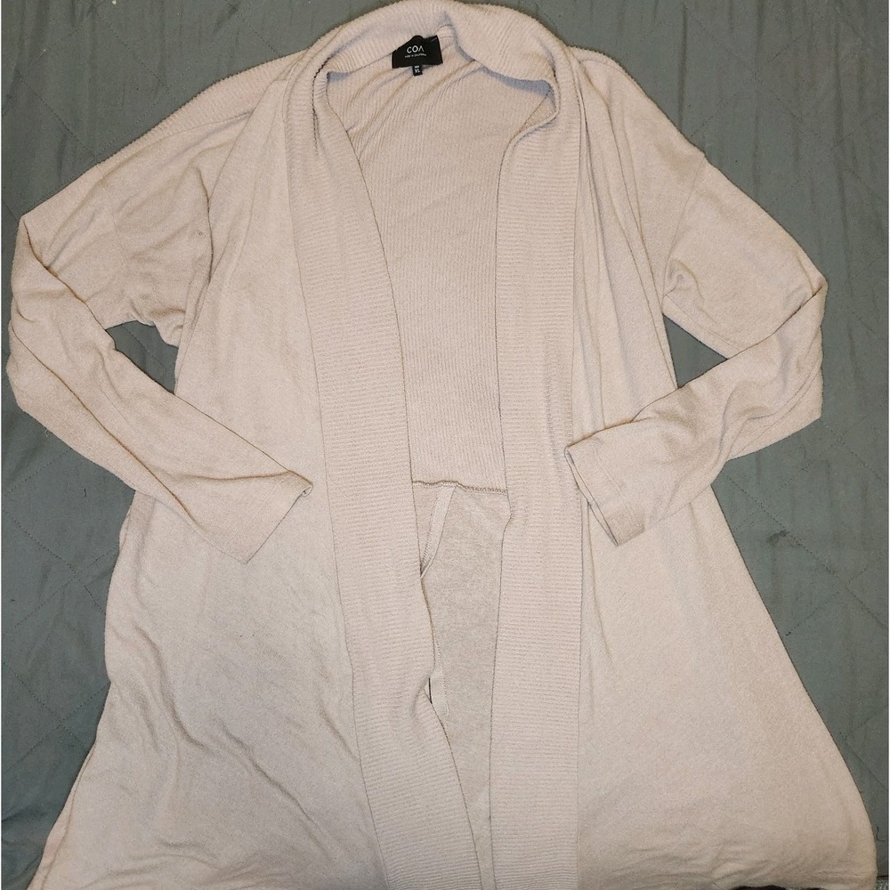 COA Anthropologie Womens XL Baby Pink Open Front Knit Cardigan Fall Minimalist